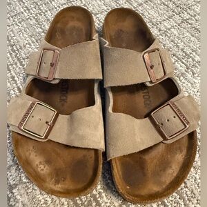 Birkenstock Arizona slide sandals size 38 desert dust taupe regular fit summer